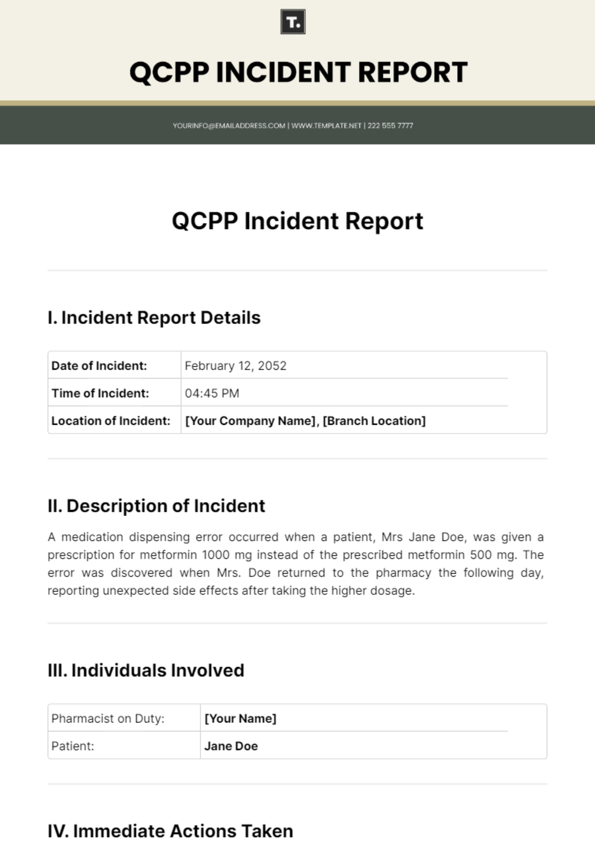 QCPP Incident Report Template - Edit Online & Download