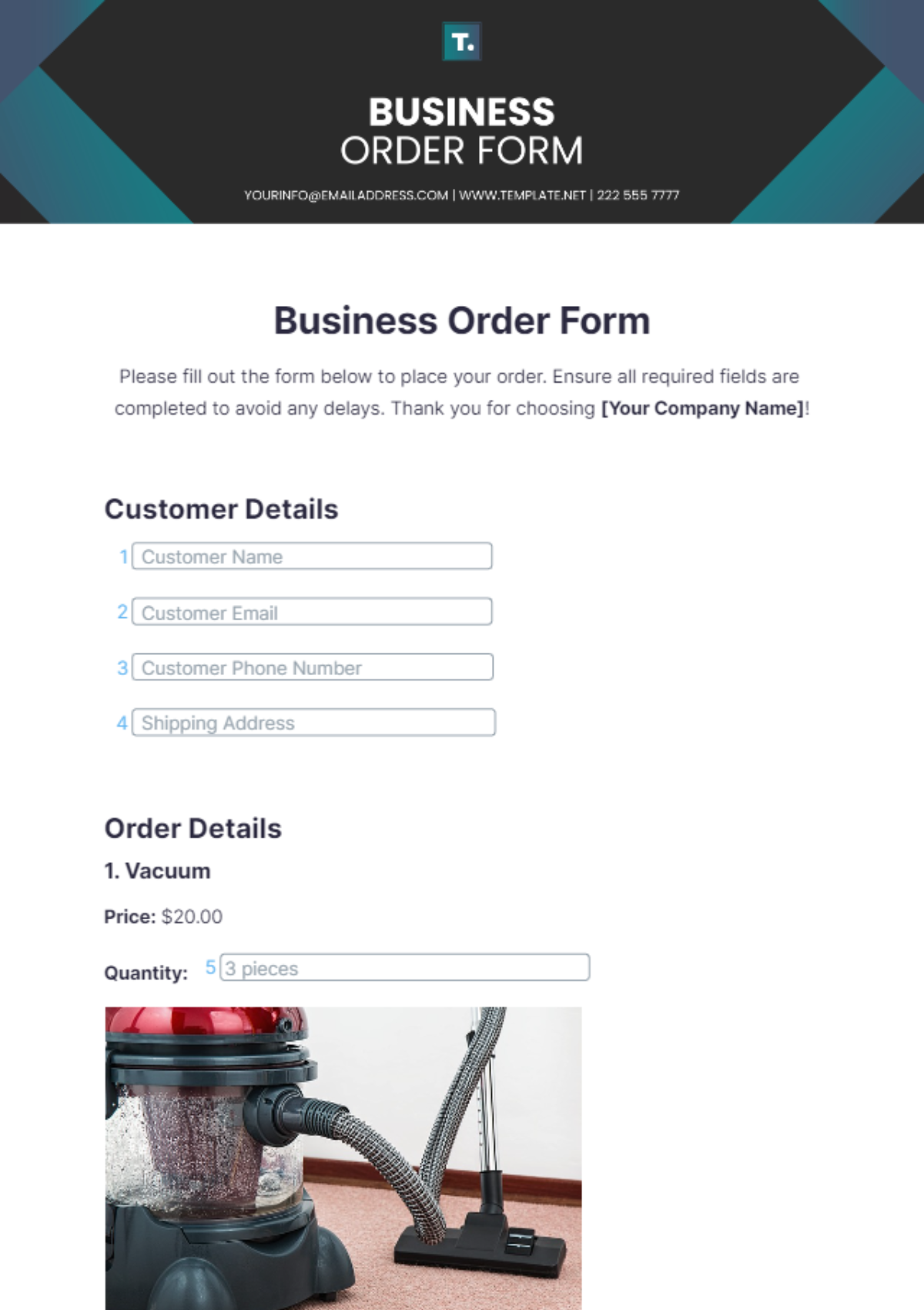 Business Order Form Template - Edit Online & Download