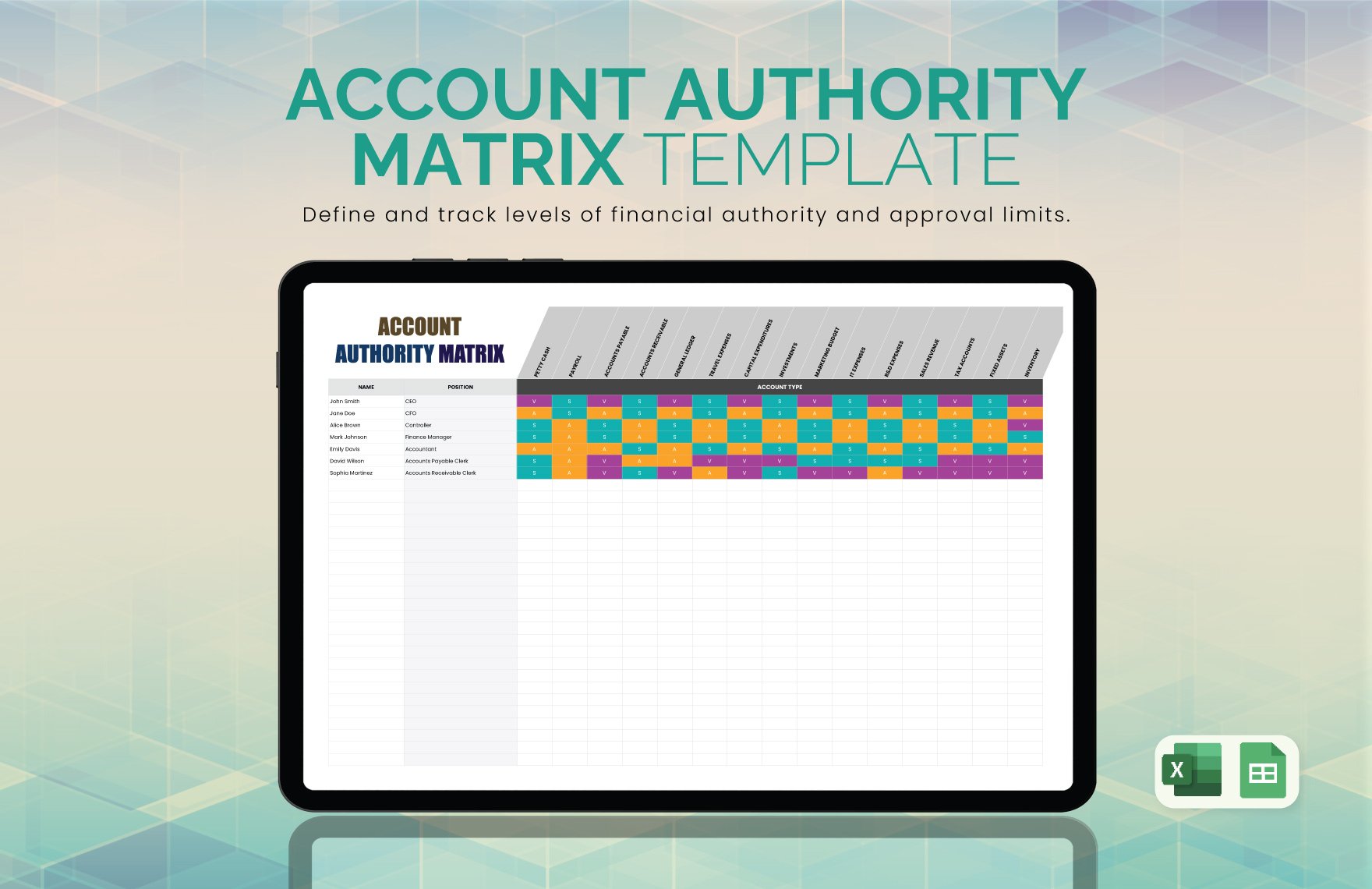 Account Authority Matrix Template in Excel, Google Sheets