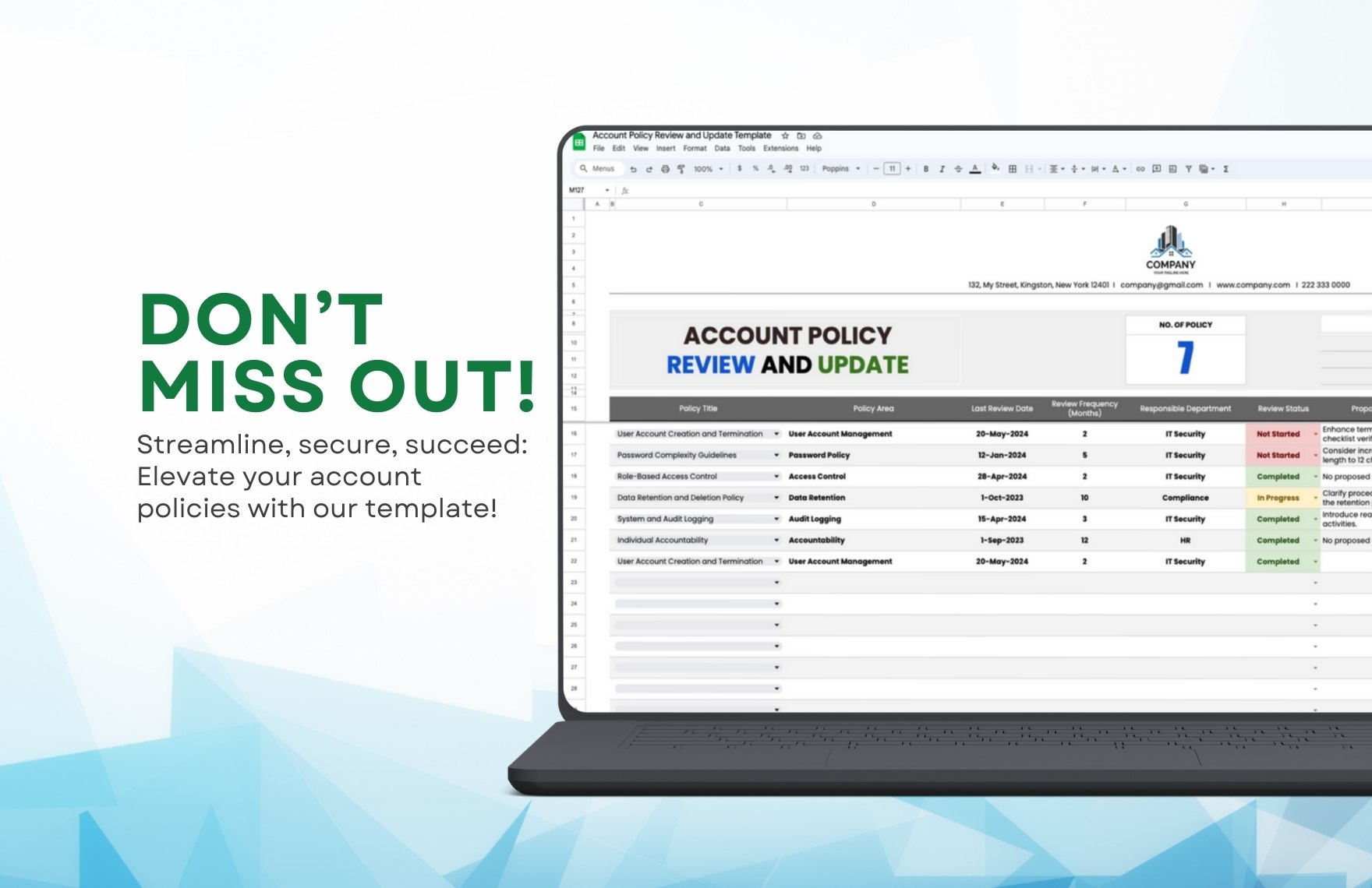 Account Policy Review and Update Template