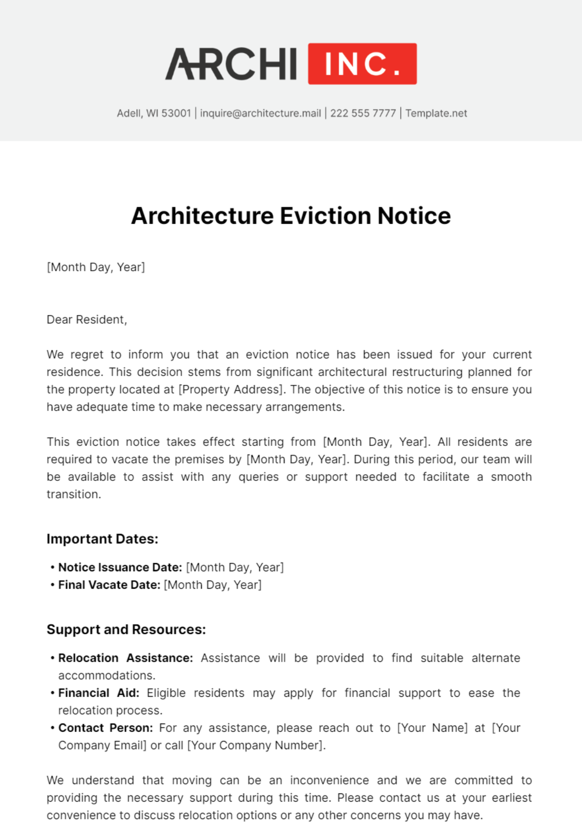 Architecture Eviction Notice Template - Edit Online & Download