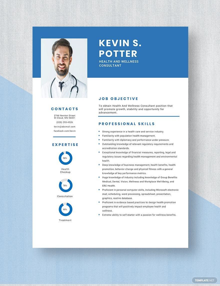 Health And Wellness Consultant Resume