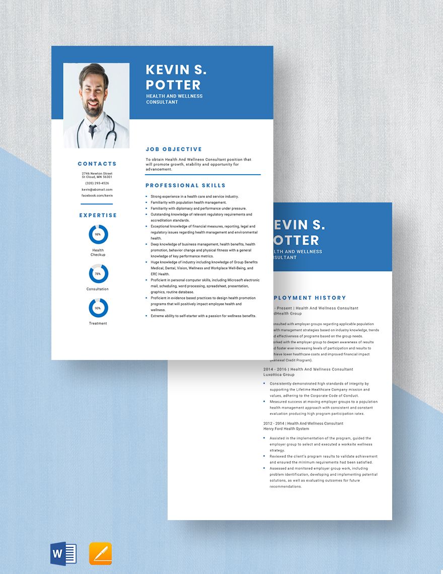 Health And Wellness Consultant Resume