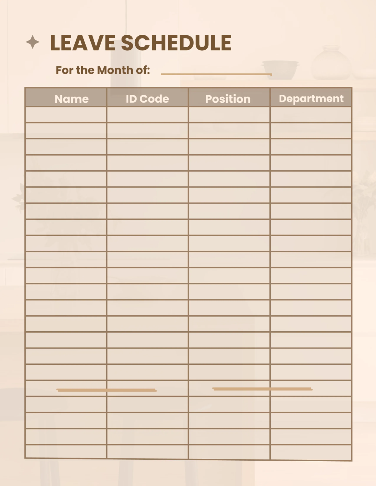 Free Interior Design Leave Planner Template to Edit Online