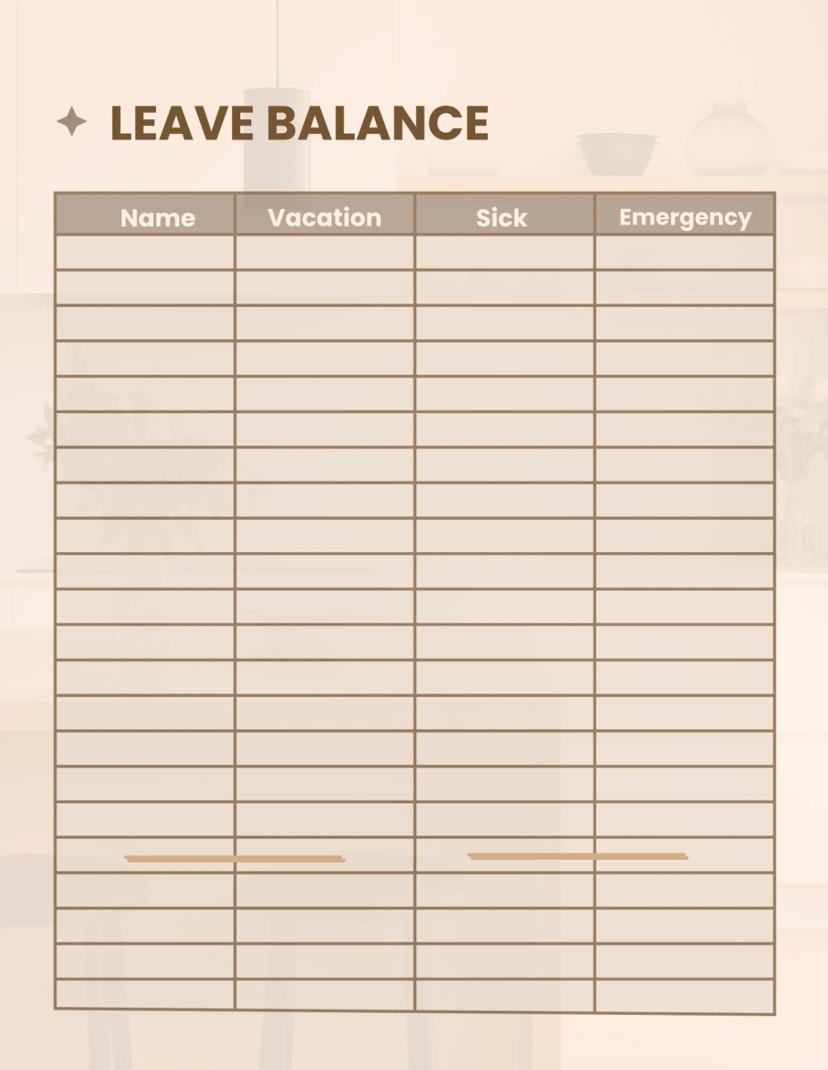 Free Interior Design Leave Planner Template to Edit Online