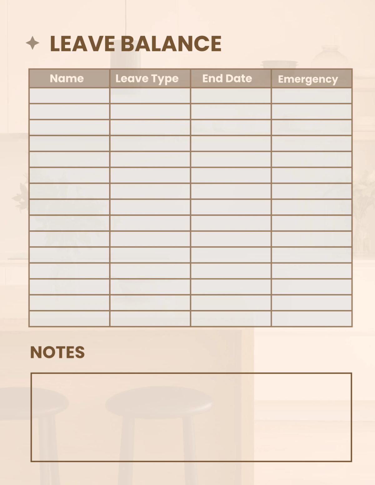 Free Interior Design Leave Planner Template to Edit Online