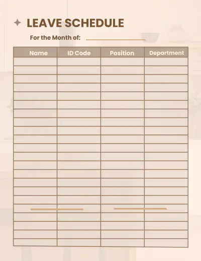 Free Interior Design Leave Planner Template to Edit Online