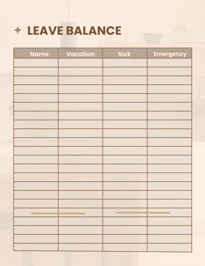 Free Interior Design Leave Planner Template to Edit Online