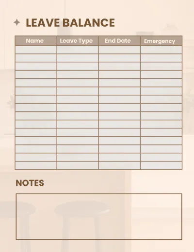 Free Interior Design Leave Planner Template to Edit Online