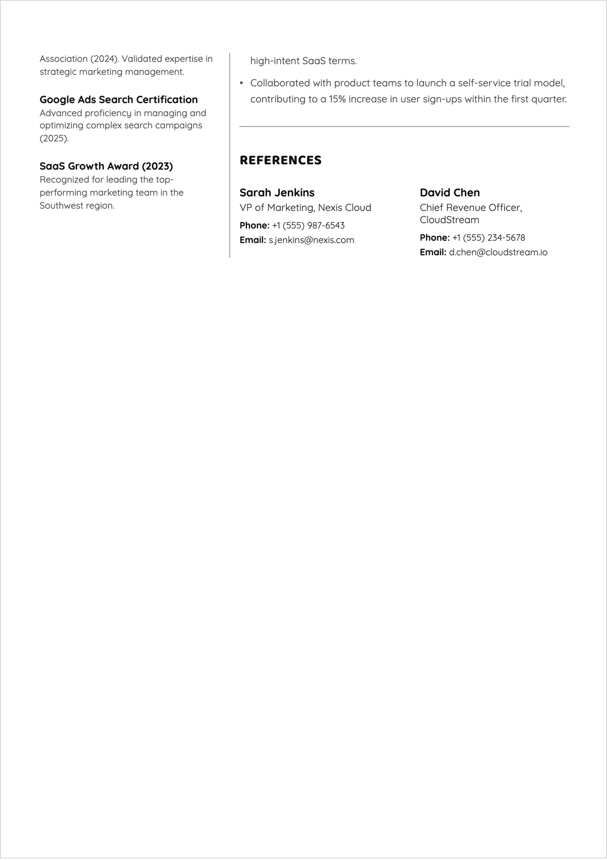 Free CV Modern Half ATS CV Template, AI CV Builder