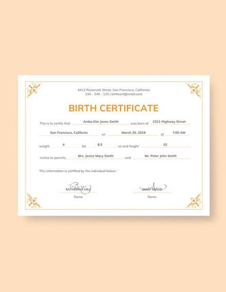 Free Birth Certificate Template Download 269 Certificates In Psd Illustrator Indesign Word Official Birth Certificate Template