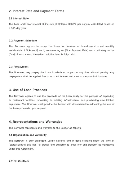 Free Restaurant Financing Agreement Template to Edit Online
