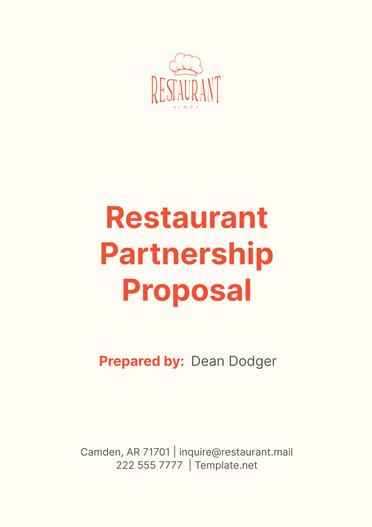 Restaurant Partnership Proposal Template