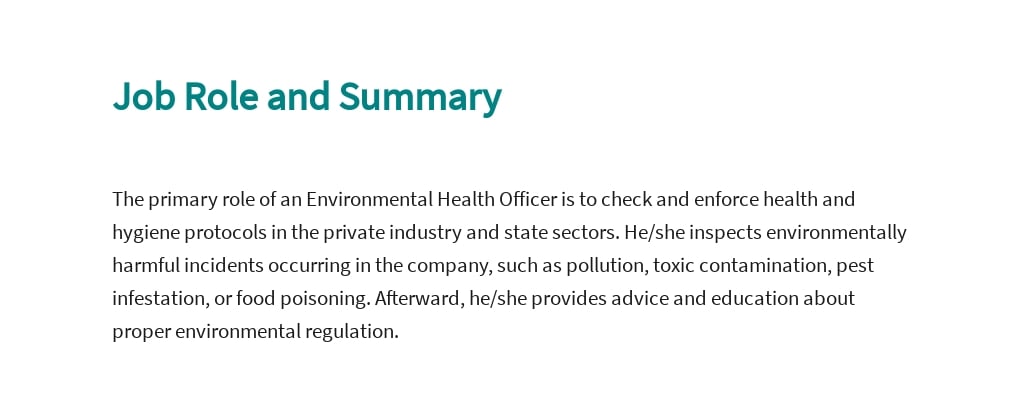 Free Environmental Health Officer Job AD/Description Template 2.jpe