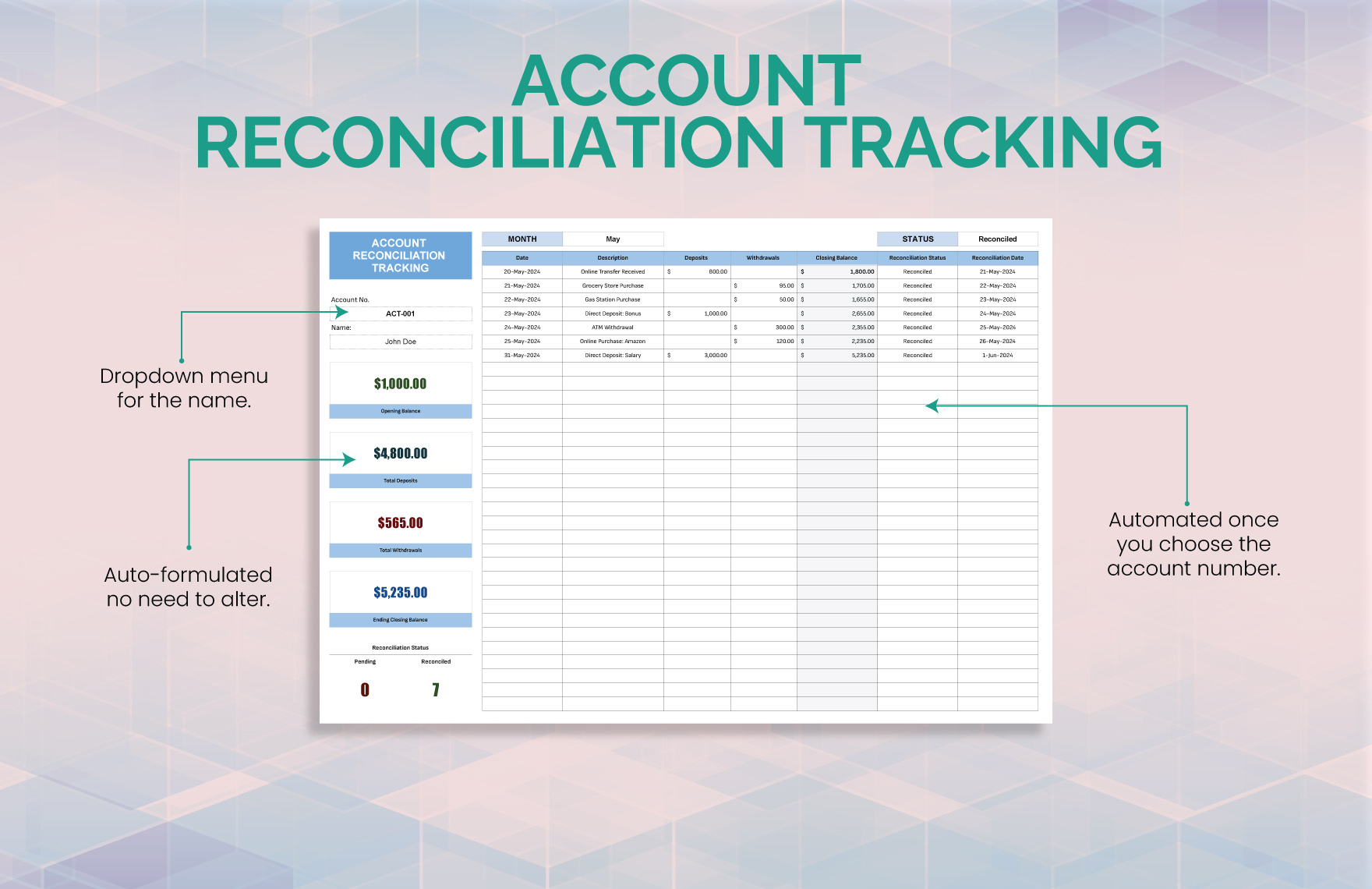Account Reconciliation Tracking Template