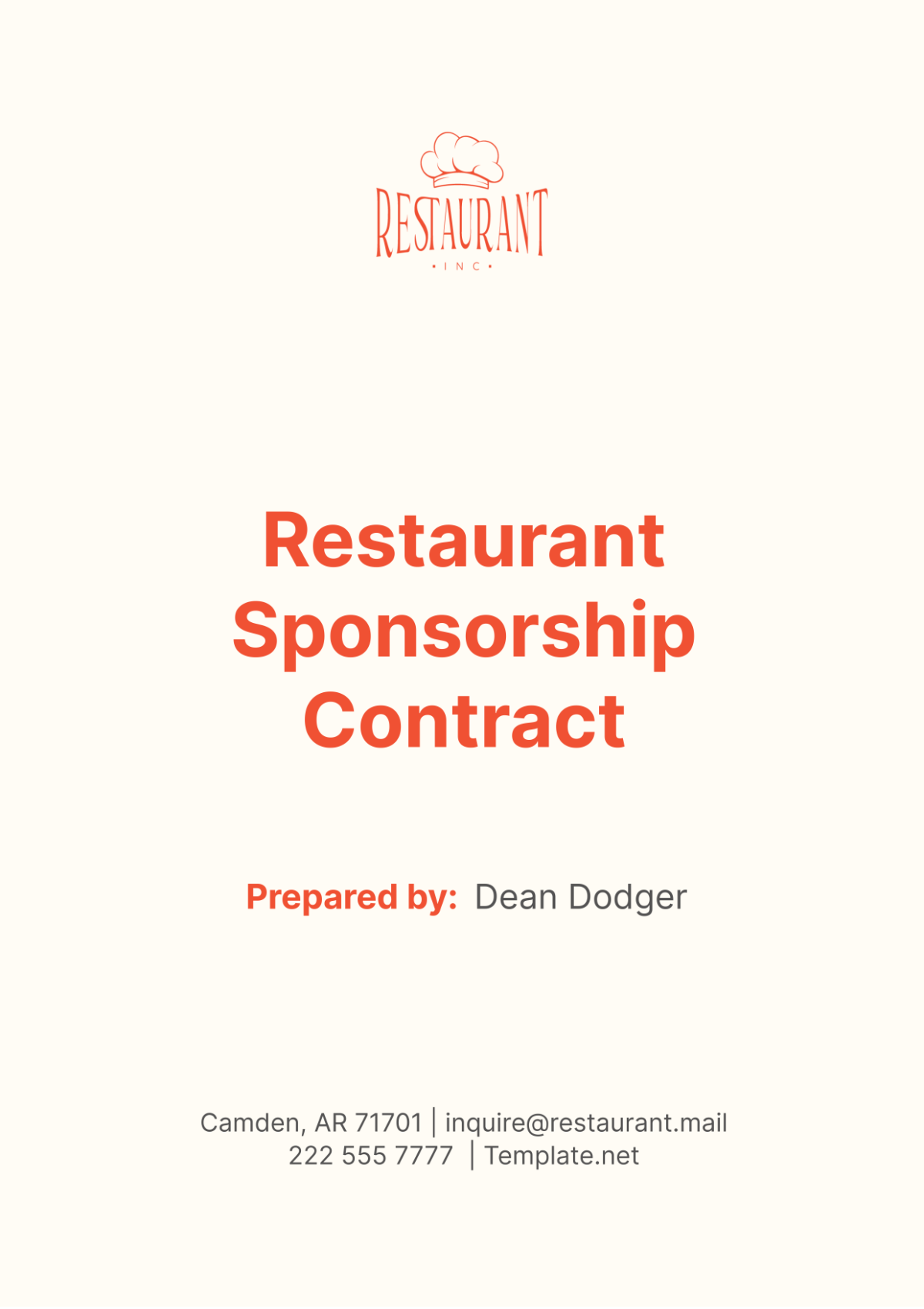 Restaurant Sponsorship Contract Template - Edit Online & Download