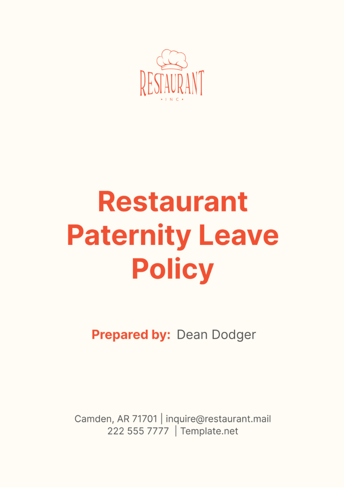 Restaurant Paternity Leave Policy Template