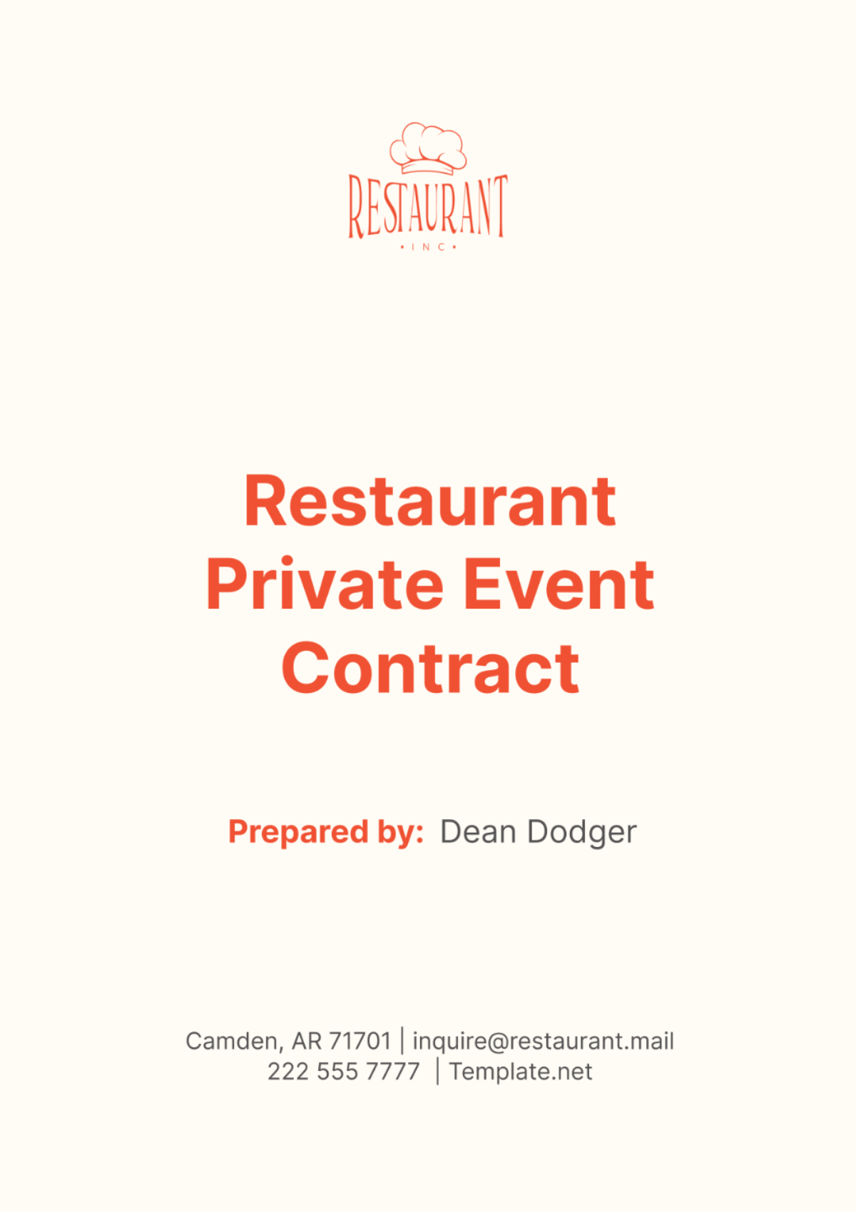 Restaurant Private Event Contract Template - Edit Online & Download