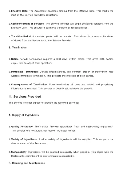 Free Restaurant Service Level Agreement Template to Edit Online