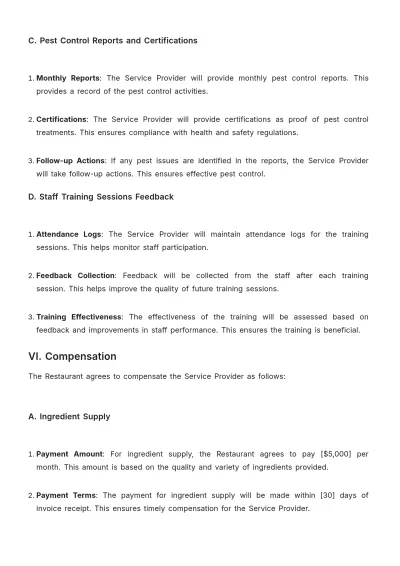 Free Restaurant Service Level Agreement Template to Edit Online