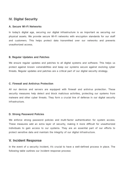 Free Restaurant Security Policy Template to Edit Online
