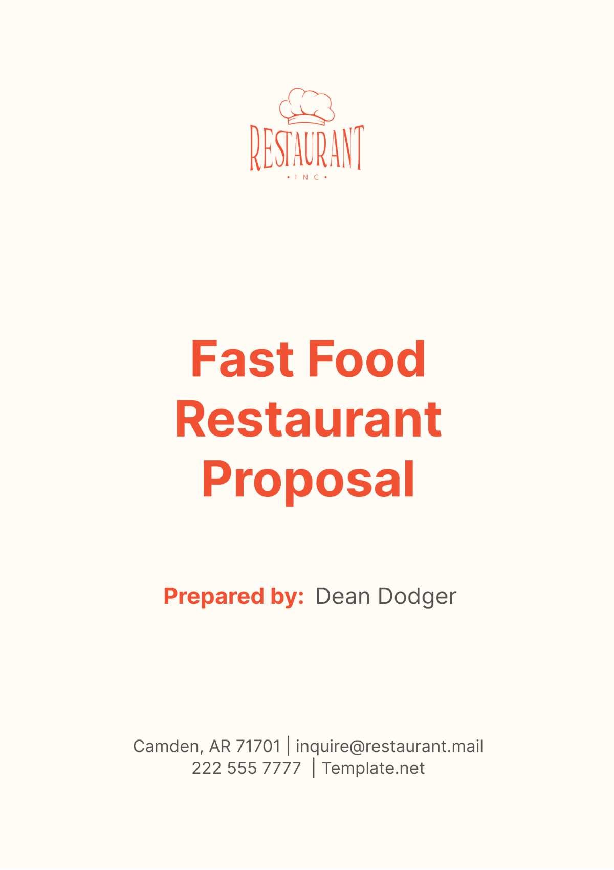 Fast Food Restaurant Proposal Template
