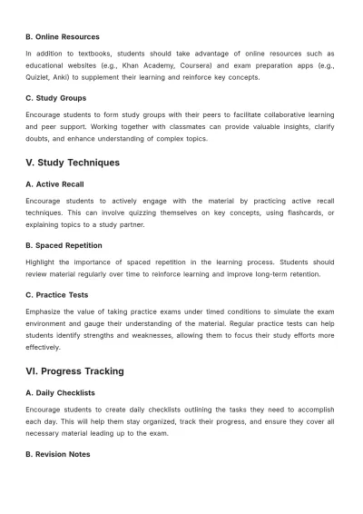 Free Study Plan for Students Template to Edit Online