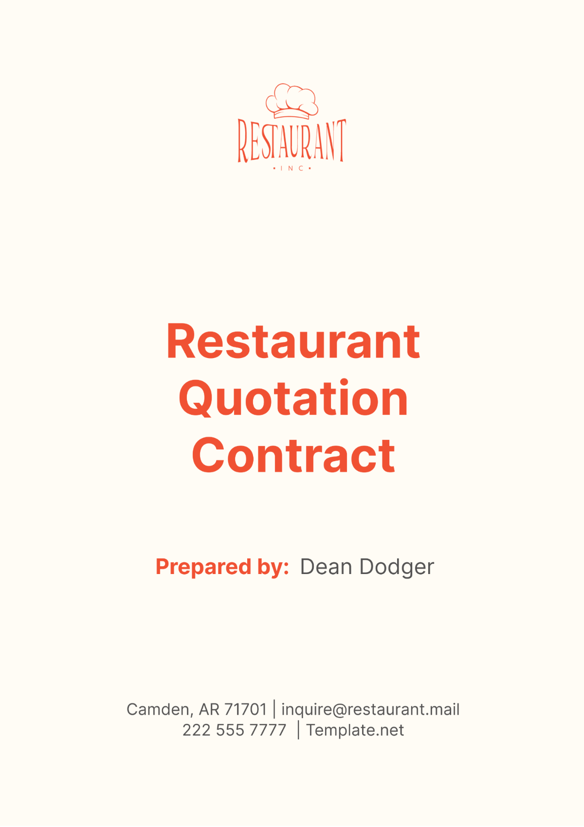 Restaurant Quotation Contract Template - Edit Online & Download