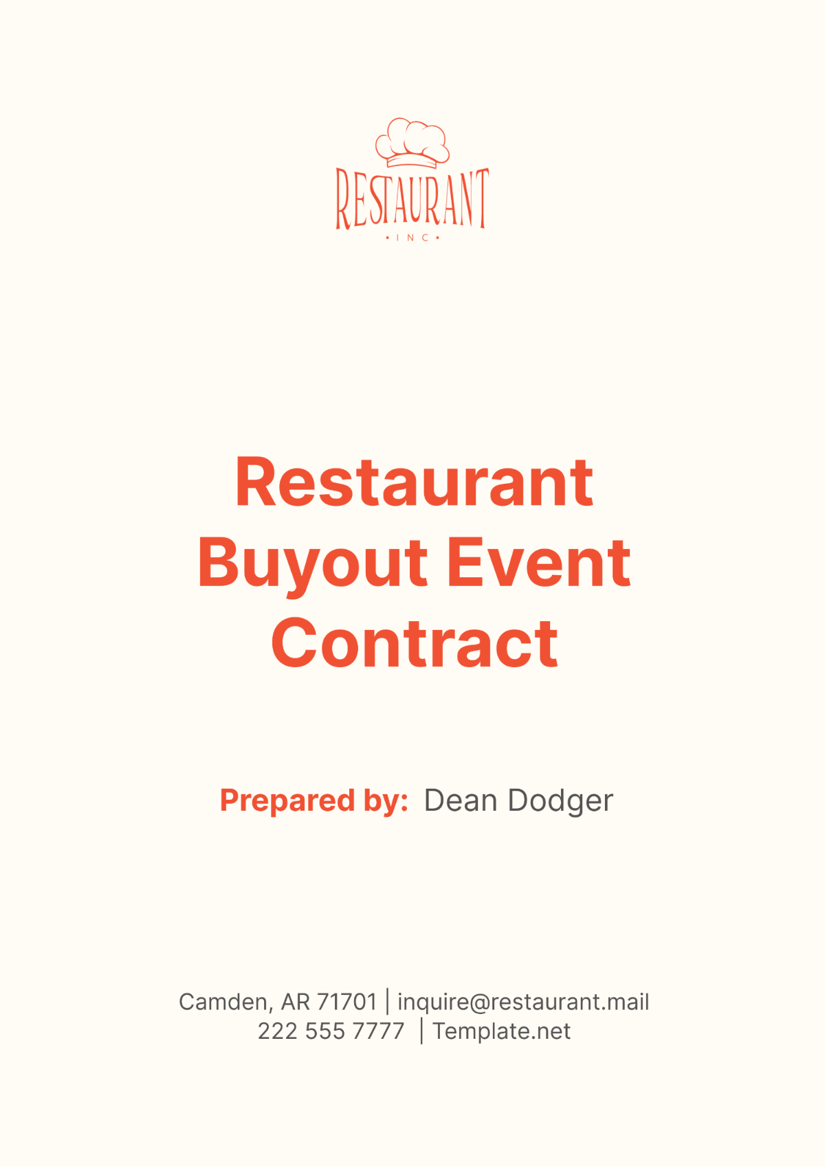 Restaurant Buyout Event Contract Template - Edit Online & Download