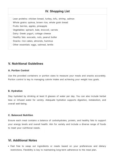 Free 21 Day Fix Meal Plan Template to Edit Online