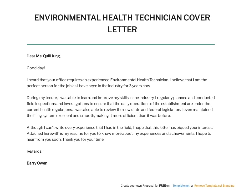Cover letters environmental jobs