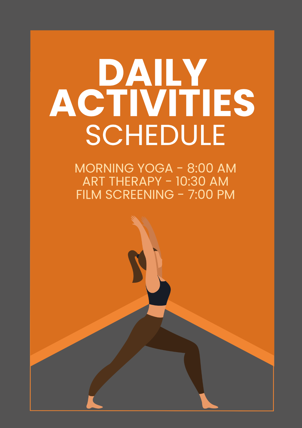 Daily Activities Schedule Signage