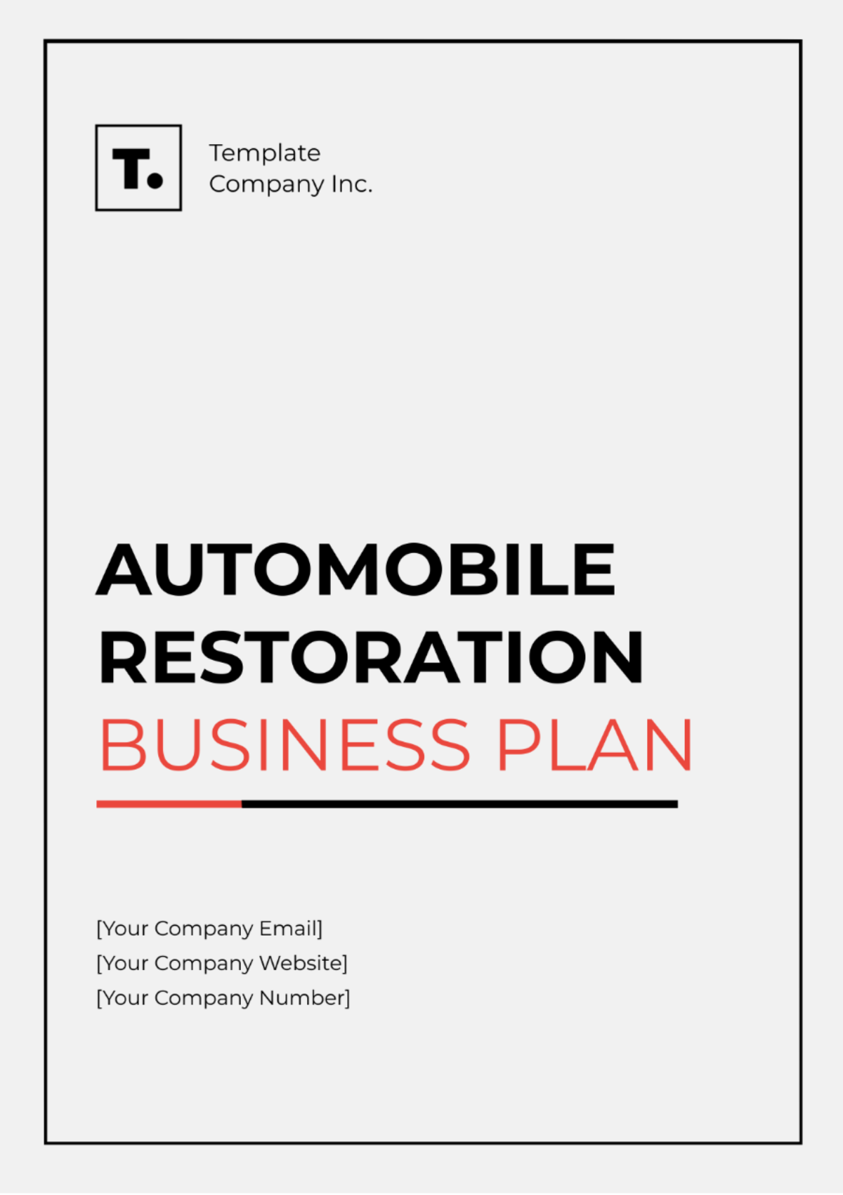 Automobile Restoration Business Plan Template - Edit Online & Download