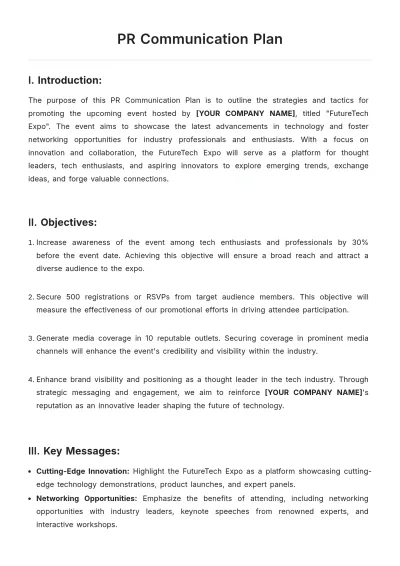 Free PR Communication Plan Template to Edit Online