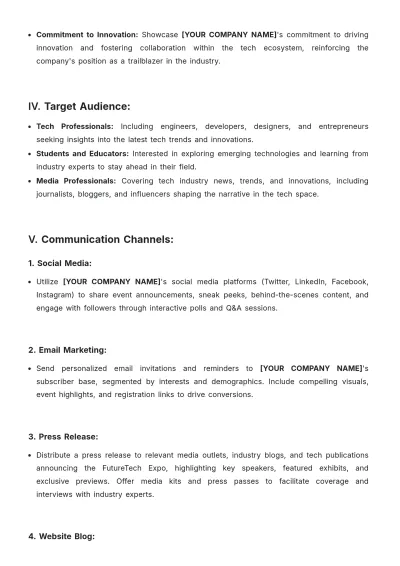 Free PR Communication Plan Template to Edit Online