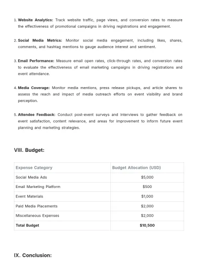 Free PR Communication Plan Template to Edit Online