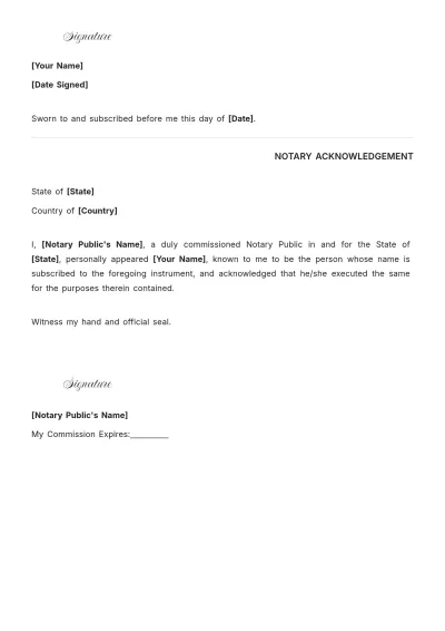 Free Affidavit In Support Of Landlord Application Template to Edit Online