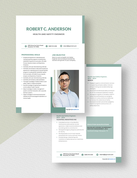 Health And Safety Engineer Resume Download