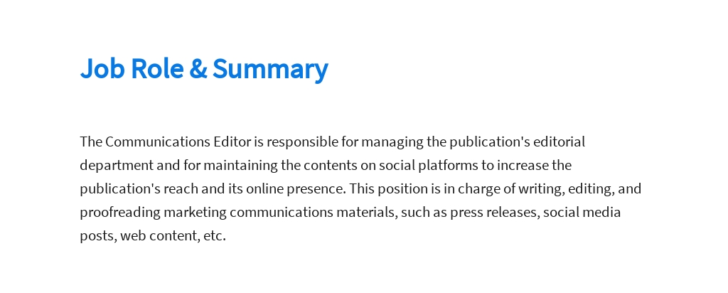 Free Communications Editor Job Description Template 2.jpe