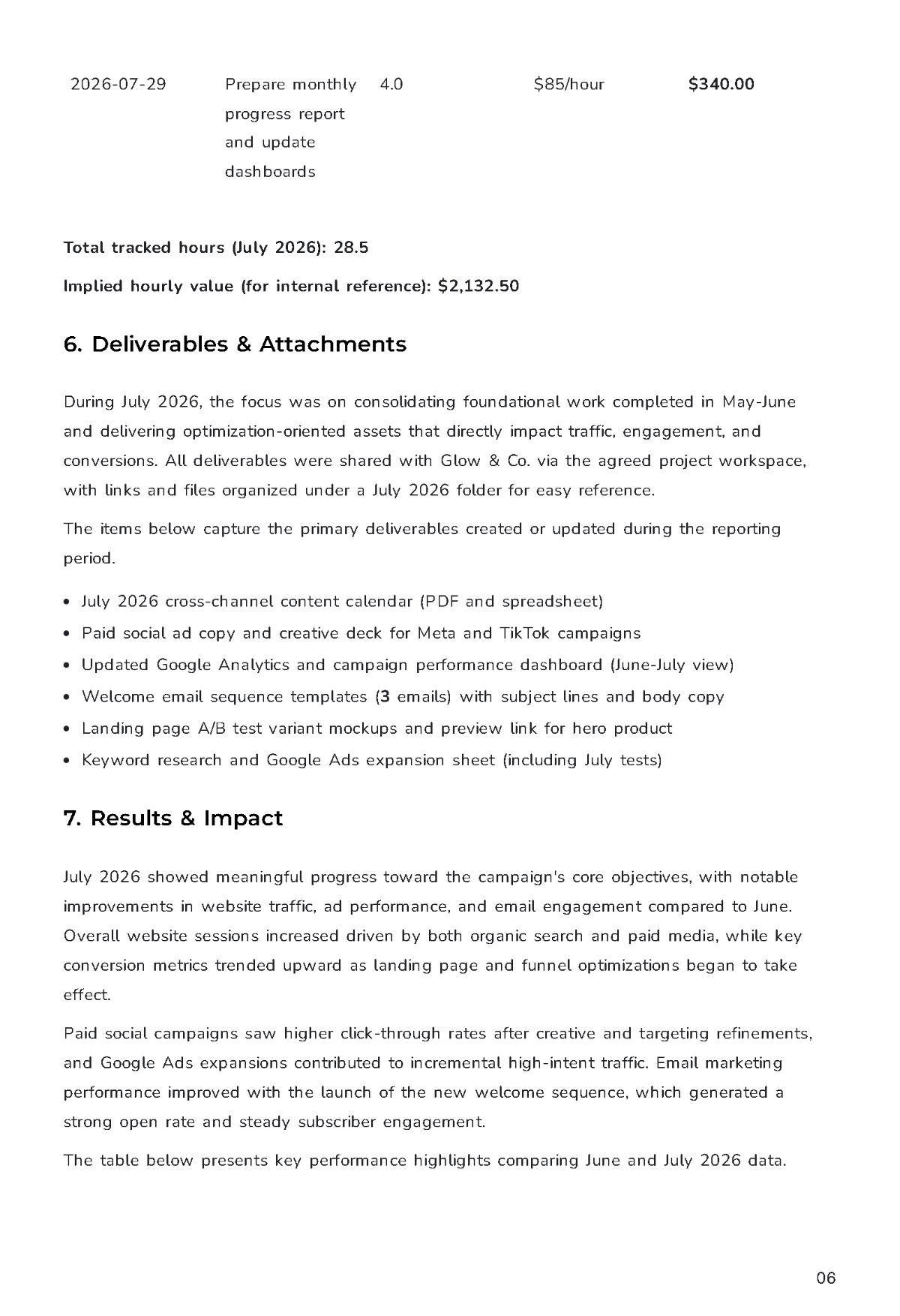 Free Freelance Project Report Template to Edit Online