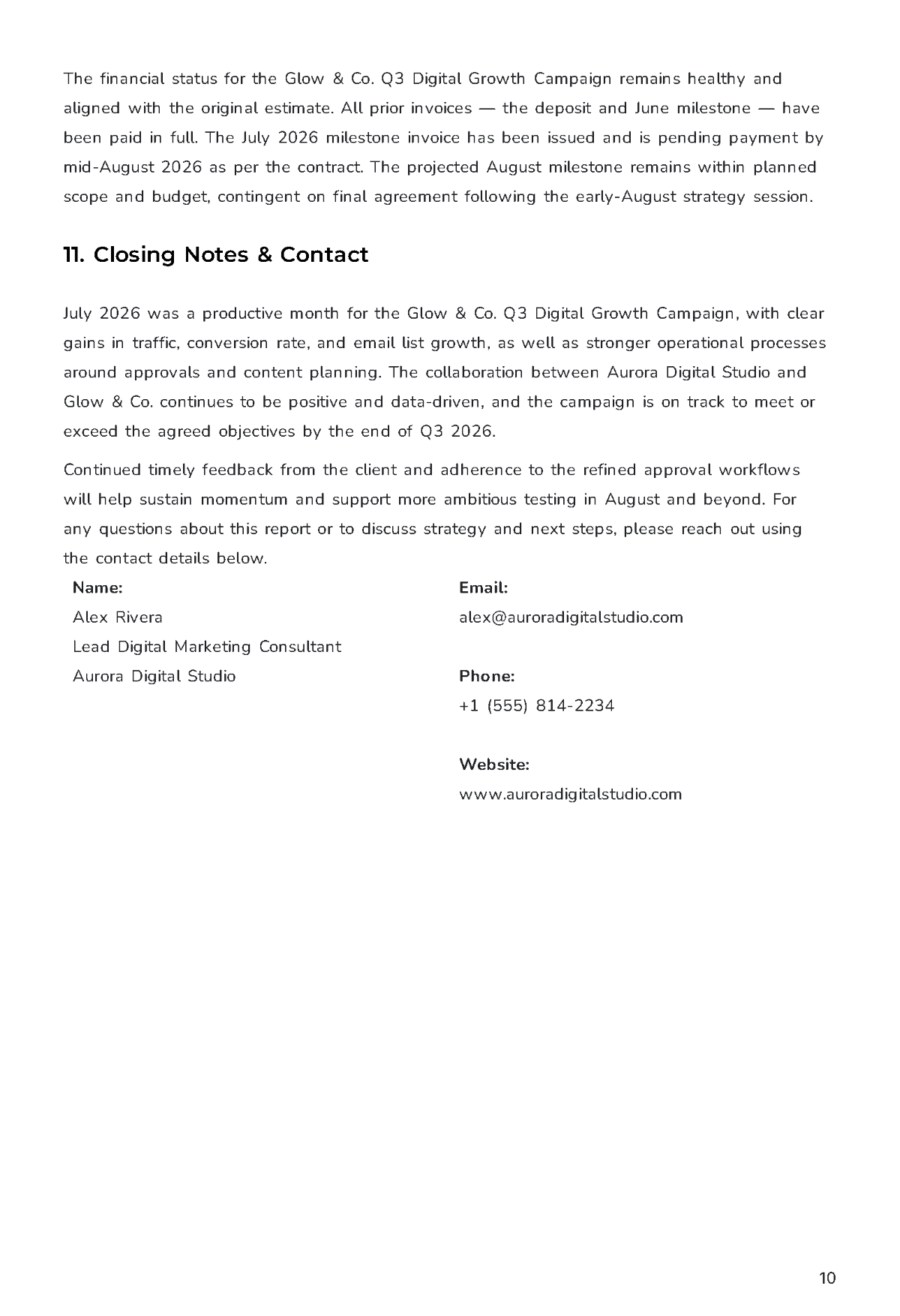 Free Freelance Project Report Template to Edit Online