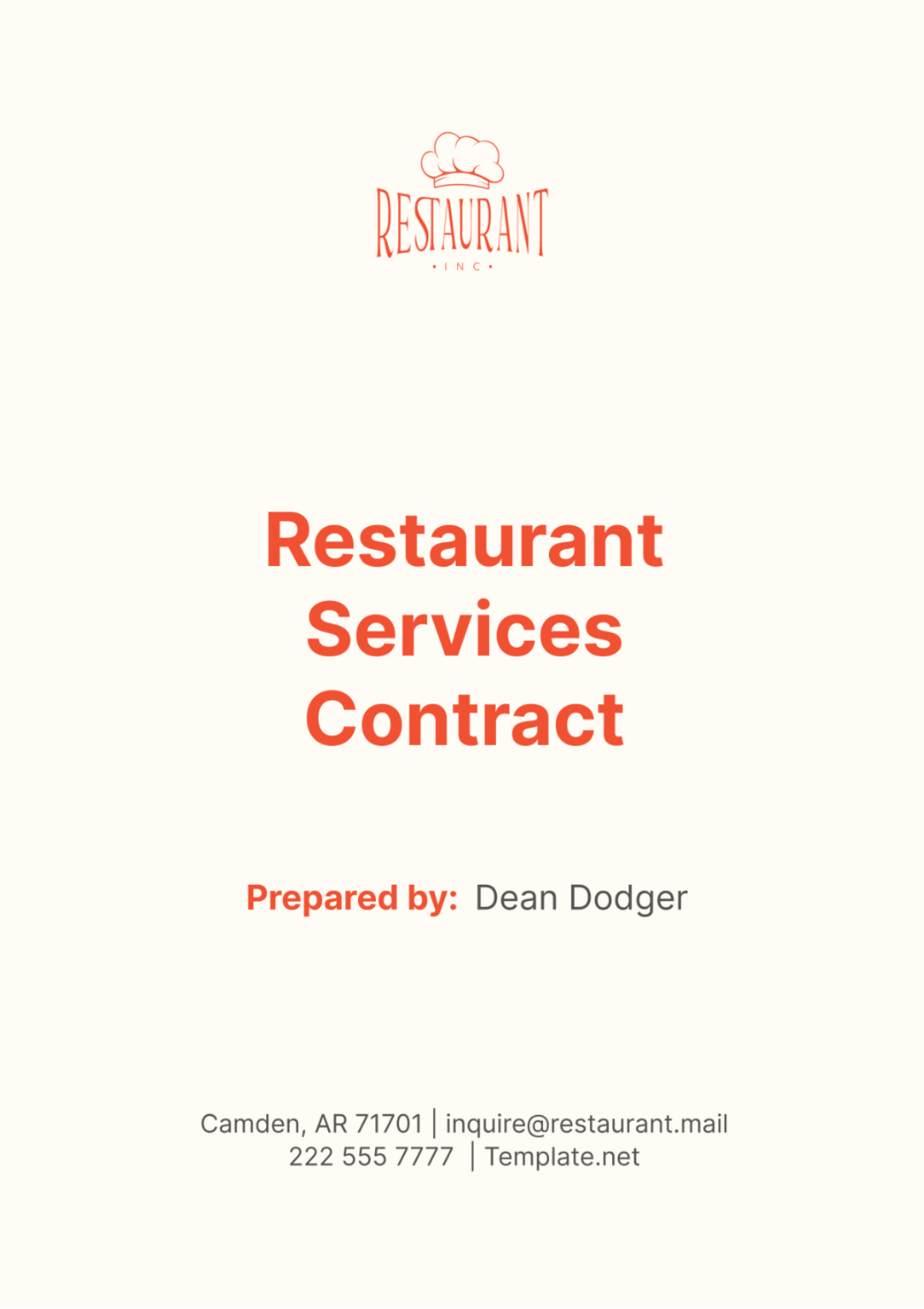 Free Restaurant Services Contract Template