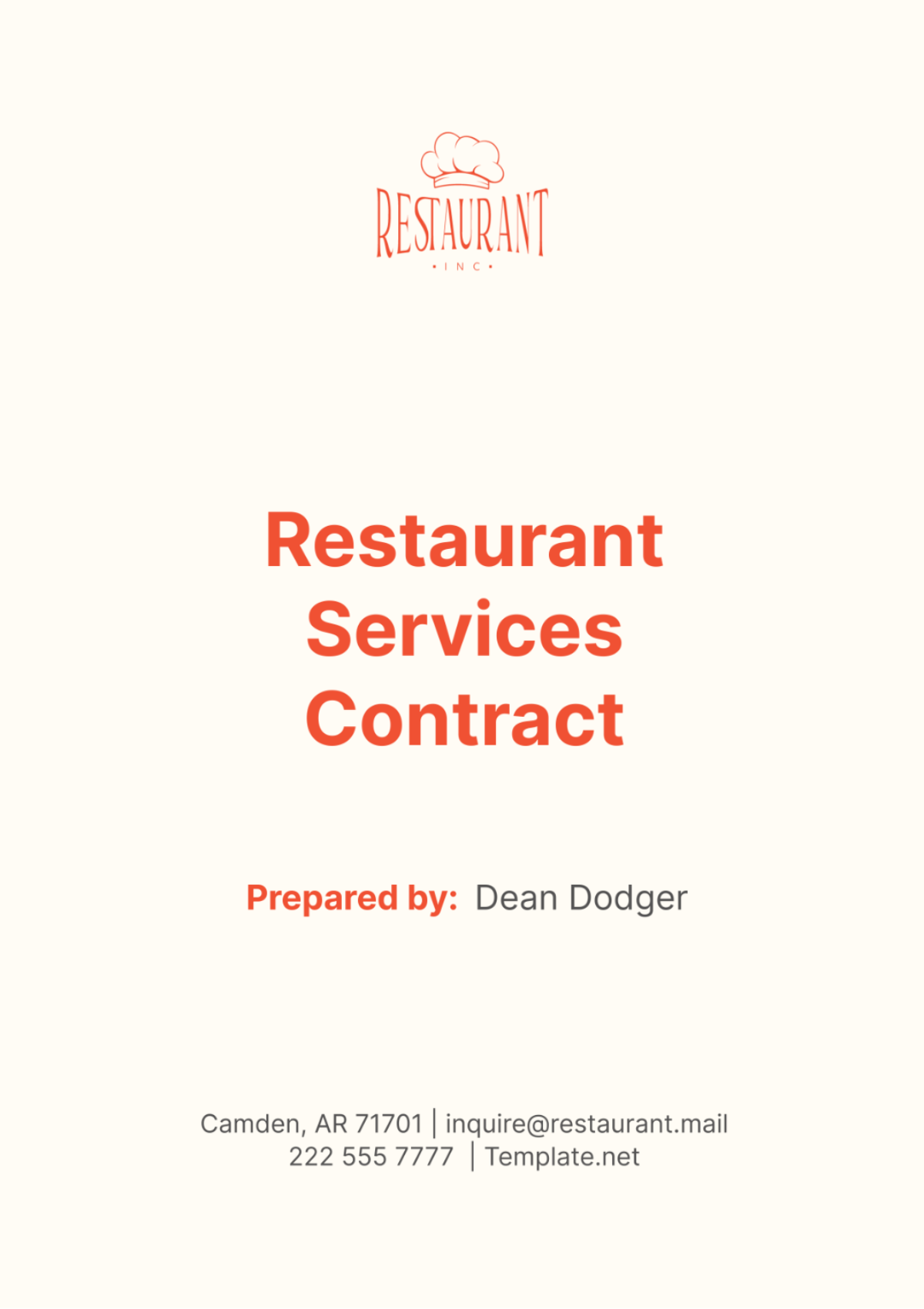 Restaurant Services Contract Template - Edit Online & Download