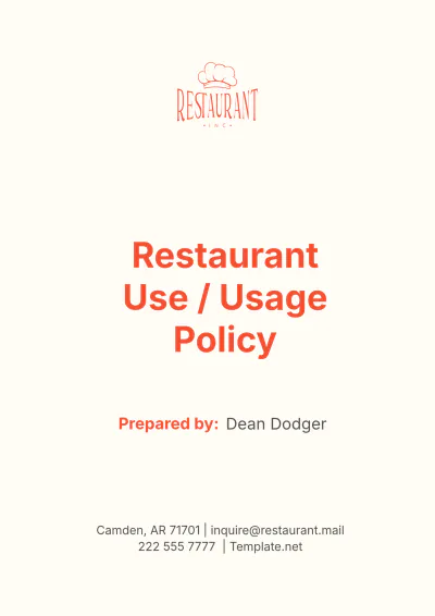 Free Restaurant Use / Usage Policy Template to Edit Online