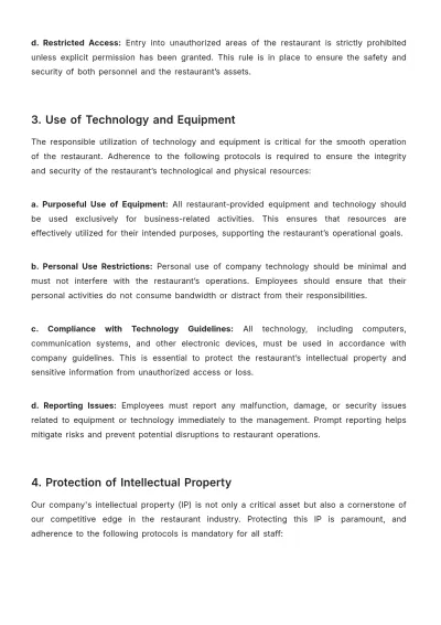 Free Restaurant Use / Usage Policy Template to Edit Online
