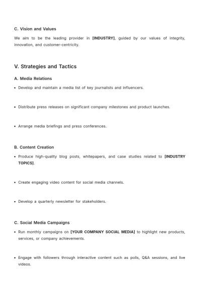 Free Annual PR Plan Template to Edit Online