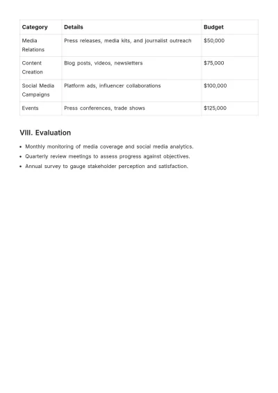 Free Annual PR Plan Template to Edit Online