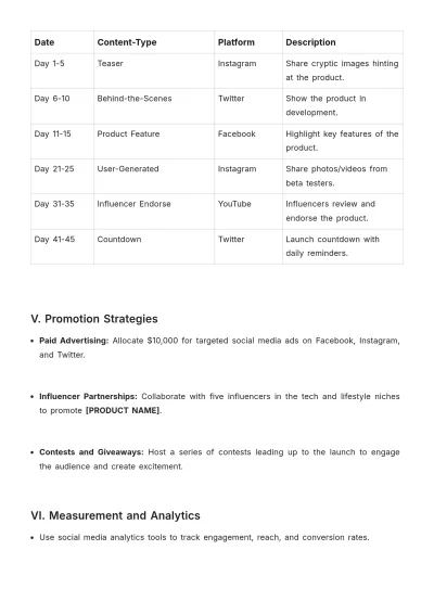 Free 60 Day Social Media PR Plan Template to Edit Online