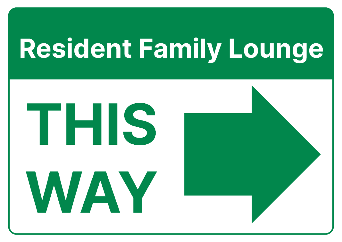 Resident Family Lounge Direction Signage