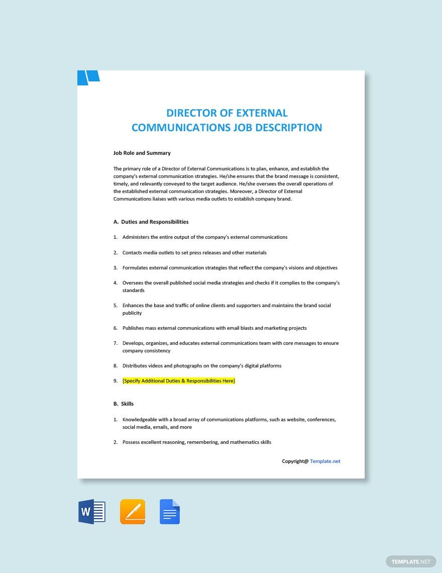 Director Job Description Templates 109 Docs Free Downloads 6868